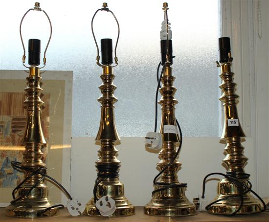 4 brass lamps